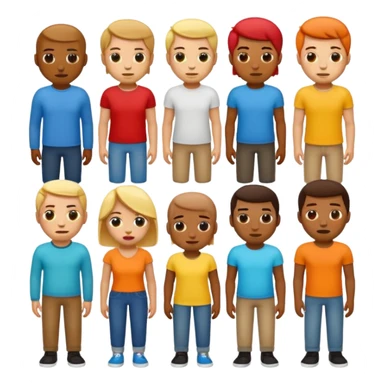 diverse, expressive emoji-style characters representing a creative team with a fun and rebellious vibe called 'unemployd retards' iOS emoji style sticker