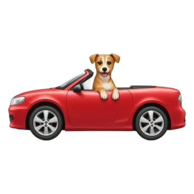 Chien sur un chat dans une voiture rouge sticker