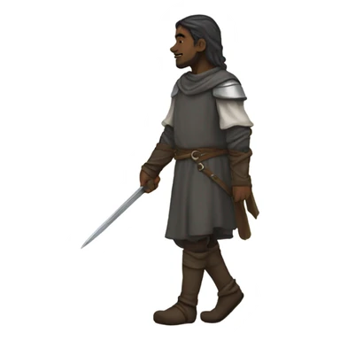 a medieval dark rpg person walking sideview sticker