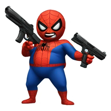 Fat Spider-Man with a gun sticker