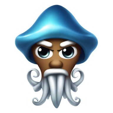 iOS squid - facing forward, angry eyebrows, wearing diamond Cuban chain with diamond ‘AAA’ letter pendant  sticker