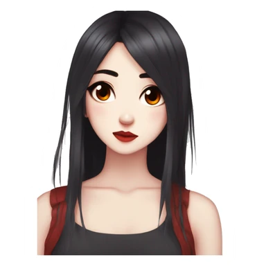 Gorgeous anime style lady with blushing face aesthetic and pretty edgy black and red long phair sticker