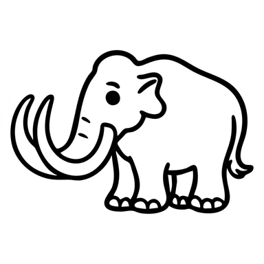 Woolly mammoth with distinctive curved tusks and trunk, side view sticker