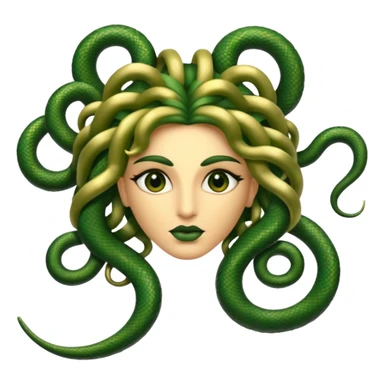 The Sicilian Medusa in gold and green and make the snake hair have snake faces  sticker