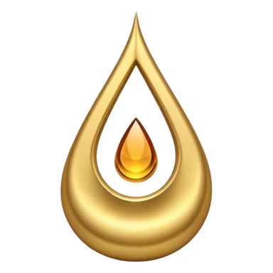 A simple golden tilak symbol with a central vertical drop shape and two curved lines on the sides forming a symmetric U-shape. sticker