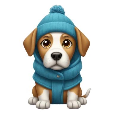 dog wearing warm clothes  sticker
