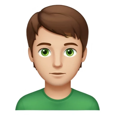 young man with brown hair that goes really high up, green eyes wide open sticker