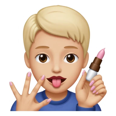An emoji with 🌚 nails pookie and tongue sticker