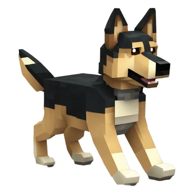 Pixel Minecraft blocky made of blocks wolf tame wolf German shepherd dog Alsatian gsd dog running walking full sticker