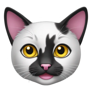 Cute Black and white cat with yellow eyes and pink nose sticker