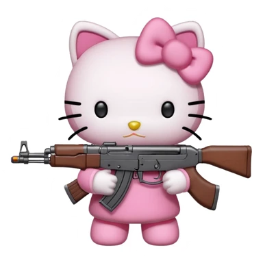  hello kitty with a ak47 sticker