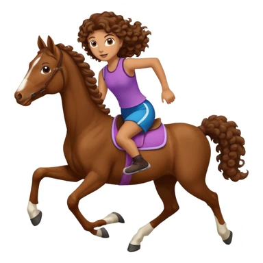  curly tailhorse brown hair girl running sticker