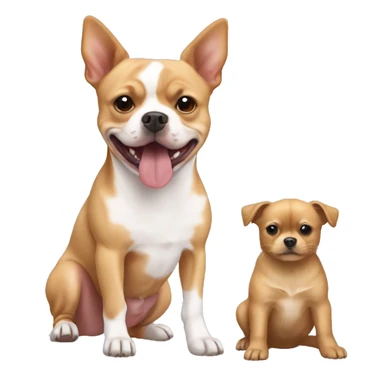 Pitbull mixed with a Pomeranian and chihuahua , blonde red and white, short legs long body, long hair  sticker