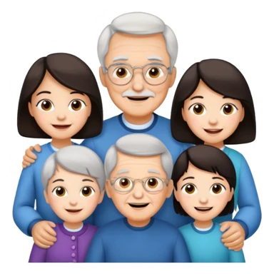 All white grandma and grandpa with 2 girls and 2 boys. The kids should have dark hair sticker