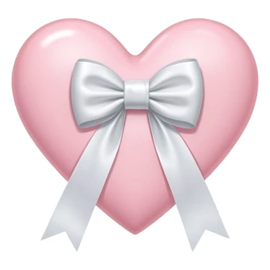 Light pink heart with white ribbon bow sticker