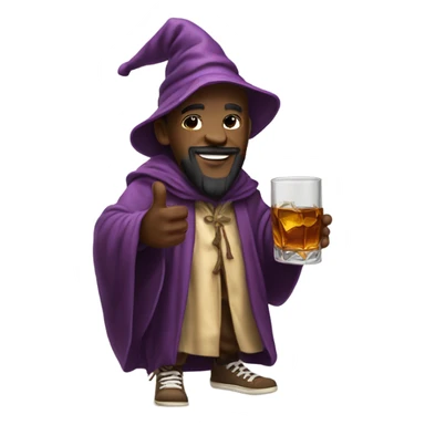 A wizard wearing wavy robes and Jordan sneakers drinking a glass of whiskey in the rain sticker