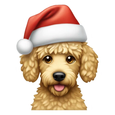 cute blonde groodle dog with a santa hat  sticker