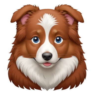 Red tri aussie with white stripe in forehead down the back and blue eyes sticker