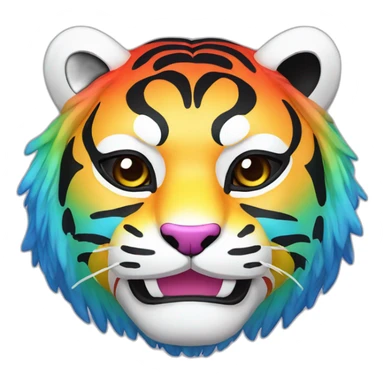 rainbow tiger Japanese mask sticker