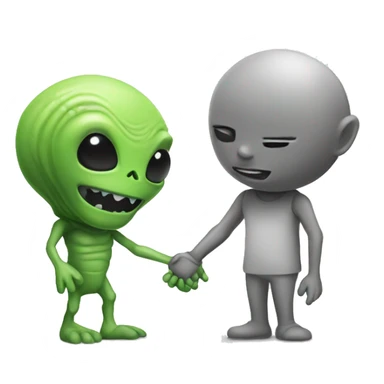 Alien and a human are shaking hands  sticker