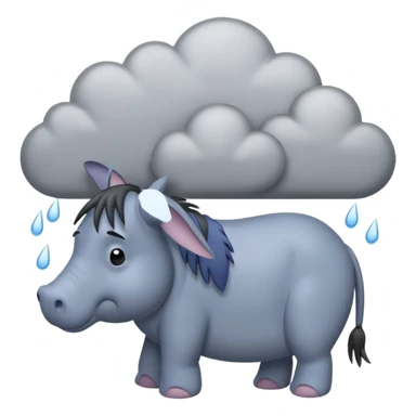Eeyore under a raining cloud sticker