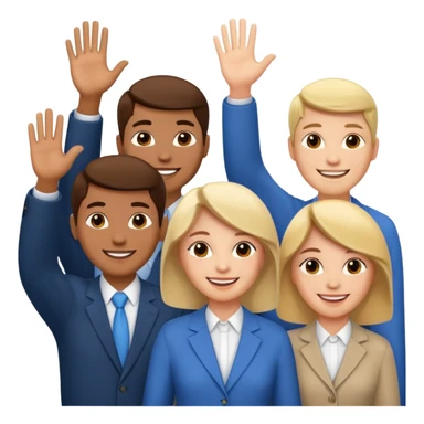 standing and saying goodbye a group of coworkers to right side sticker