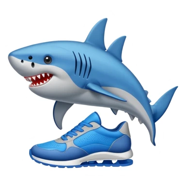 Tiburón con zapatillas azules y en 2 patas sticker