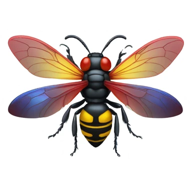 German black red yellow Wasp blue iridescent wings sticker
