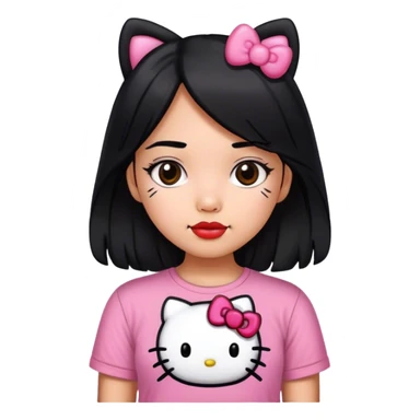 hello kitty girl black hair mexican with long hair sticker