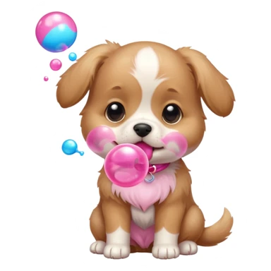 Cute tiny puppy blowing bubblegum at the park sticker