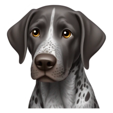 black and gray german shorthair pointer dog with half left ear missing sticker