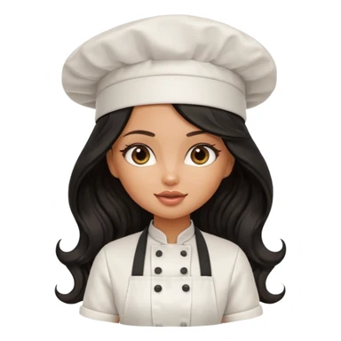 a pretty tan bratz girl with black wavy long hair chef sticker