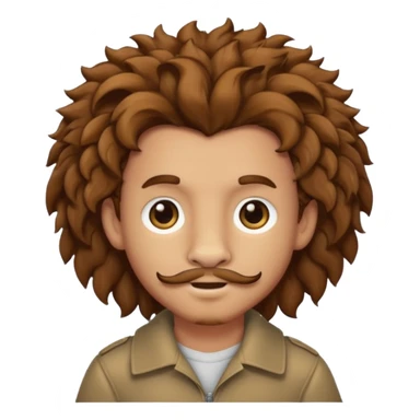 Make a cute boy lion with curly brown hair with a disconnected goatee and medium skin sticker