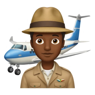 Visage homme créole réunionnais avec chapeau arrive avion sticker