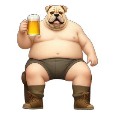 Really Fat Man with a beer and Bulldog sticker
