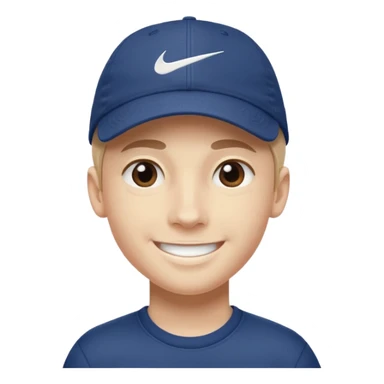 Quiero un emojis con una cara de niño con uno gorra de lado de Nike y sonriendo como los emojis de iPhone  sticker