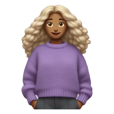 Purple cropped oversize wool sweater, isolated sticker