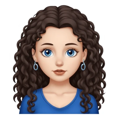 white girl, dark brown long slightly curly hair , skinni but with big breast , septum piercing on nose, beautiful dark gray-blue eyes, sticker