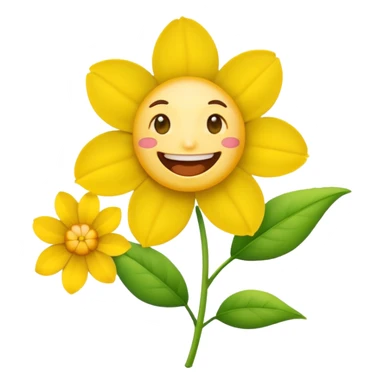 Normal emoji biting a flower sticker
