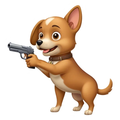 Excited dog shooting gun sticker