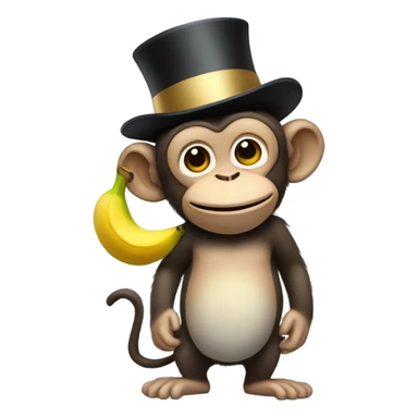 A monkey with a top hat and a banana  sticker
