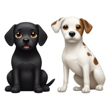 small black dog and small white dog with light brown spots  sticker