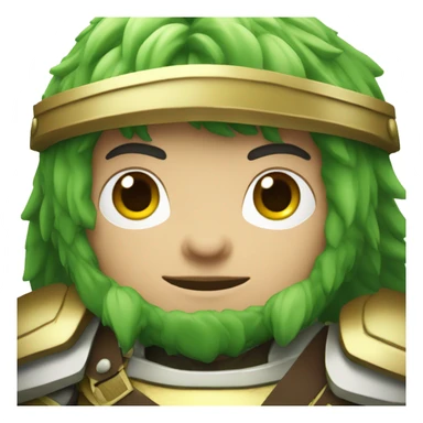 barbarian soldier with white skin and green armor facing forward  sticker