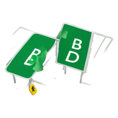 Green road sign with yellow colored letter "B100" sticker