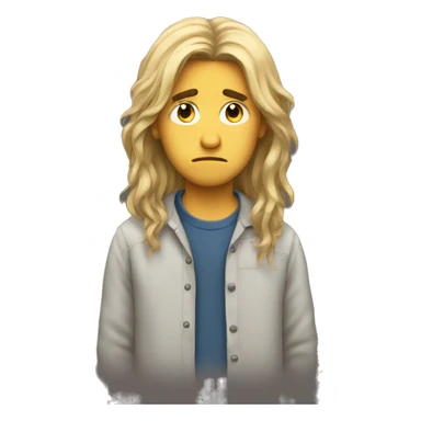 Sad boy long hair sticker