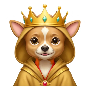 Perro chihuahua color camel con ropa de Rey. sticker