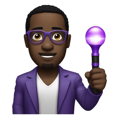 p diddy holding a purple flashlight  sticker