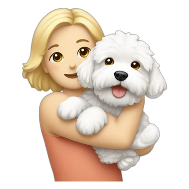 a woman and man hugging white maltipoo sticker