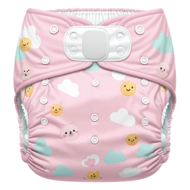 pastel pink disposable diaper with cute baby nursery prints and patterns sticker