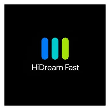 create high dream logo like this with text "HIDream Fast", black background  sticker